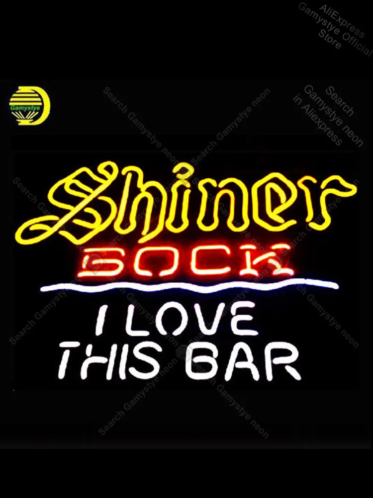 

Неоновая вывеска для Shiner Bk I Love этот знак для лампочек для бара декоративный настенный неоновый светильник ручной работы вывески для магази...