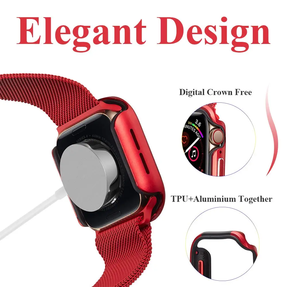 Чехлы из ТПУ и алюминиевого сплава для Apple Watch 5 40/44 мм защитная крышка часов iWatch