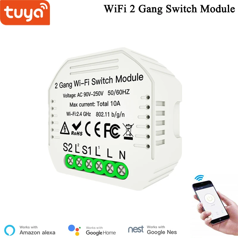 Умное реле переключателя Wi Fi для настенного выключателя света двухсторонние