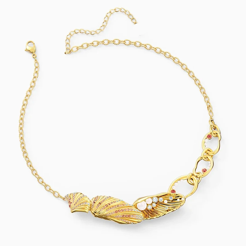 

2021 Fashion Jewelry SWA New Shell Necklace Gold Lucky Ocean Shell Symbol Crystal Pearl Female Elegant Romantic Jewelry Gift
