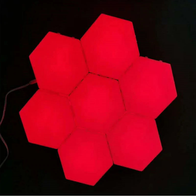 Цветная (RGB) светодиодный модульный Quantum лампа Ночной светильник с шестигранной