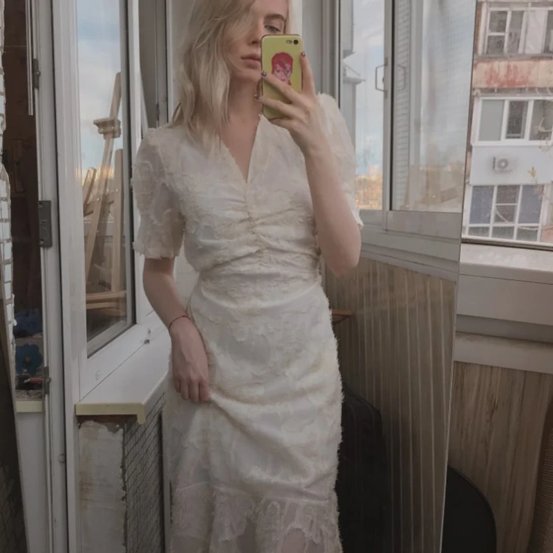 Stylish V-Neck Elegant Waist-Controlled Slimming 2020 Early Spring Plus Slender Ruffles Short-Sleeved Long Dress
Stylish V-Neck Elegant Waist-Controlled Slimming 2020 Early Spring Plus Slender Ruffles Short-Sleeved Long Dress