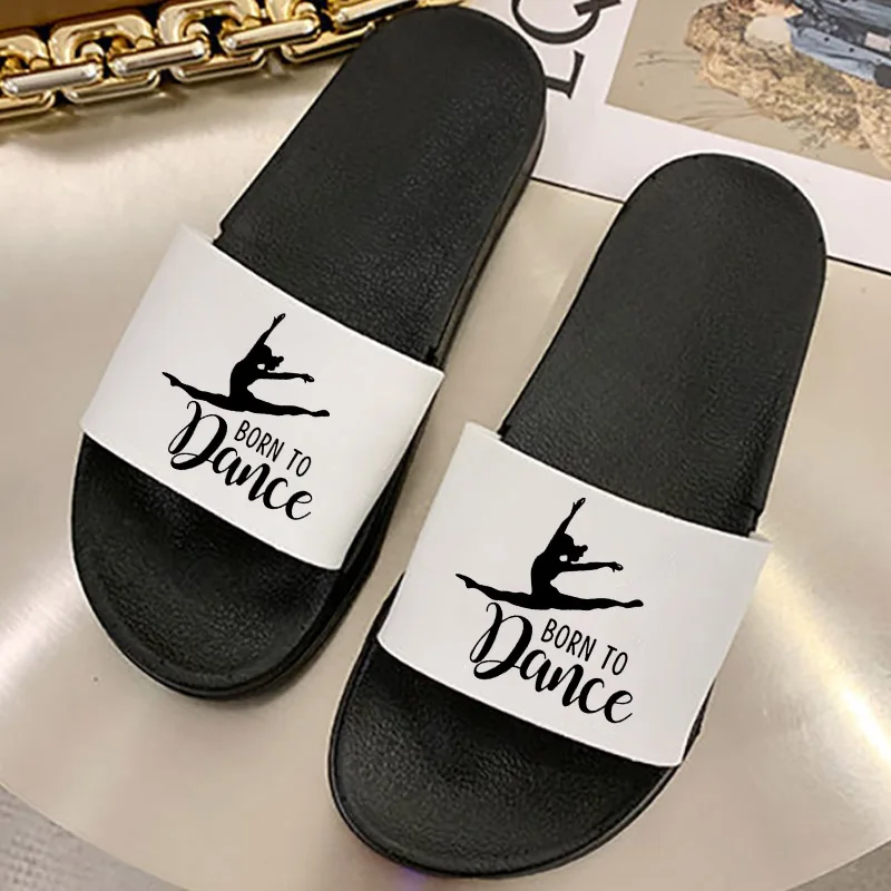 

2021 women slippers summer beach cool Open Toe Flip Flops for Women Born to Dance print Non-slip Slides