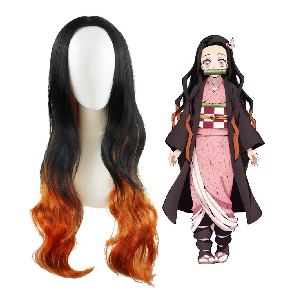 

Парик Kamado Nezuko, рассекающий демонов: Kimetsu no Yaiba Nezuko, косплей, градиент, аксессуары для длинных волос, термостойкие синтетические парики