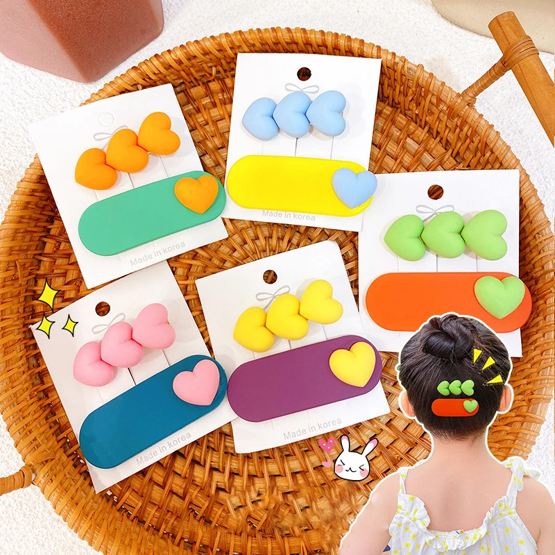 

2PCS/Set Korean Children Hair Clip Cute Princess Heart Star Hairclip Baby Girl Barrettes Headdress Hairpin Baby Hair Accessories