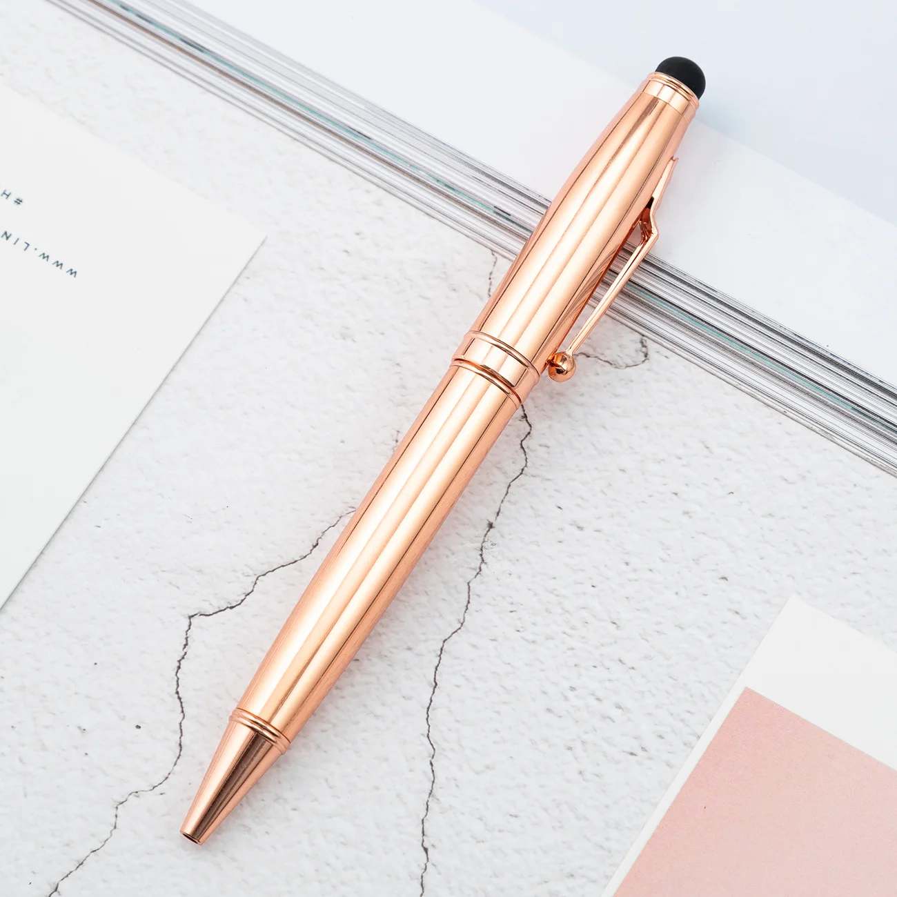 metal rose gold ballpoint pen multi functional pens stylus pen for phone ipad personalized gift business office accessory pens free global shipping