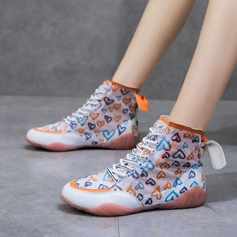 2020 Popular Women's flat Bottom High-Top Sports Boots Fashion Mesh Breathable Brand Comfortable Botas Camouflage | Спорт и