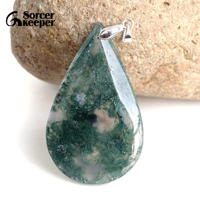 Настоящие натуральные зеленые моховые Агаты подвески подвеска в виде каменного