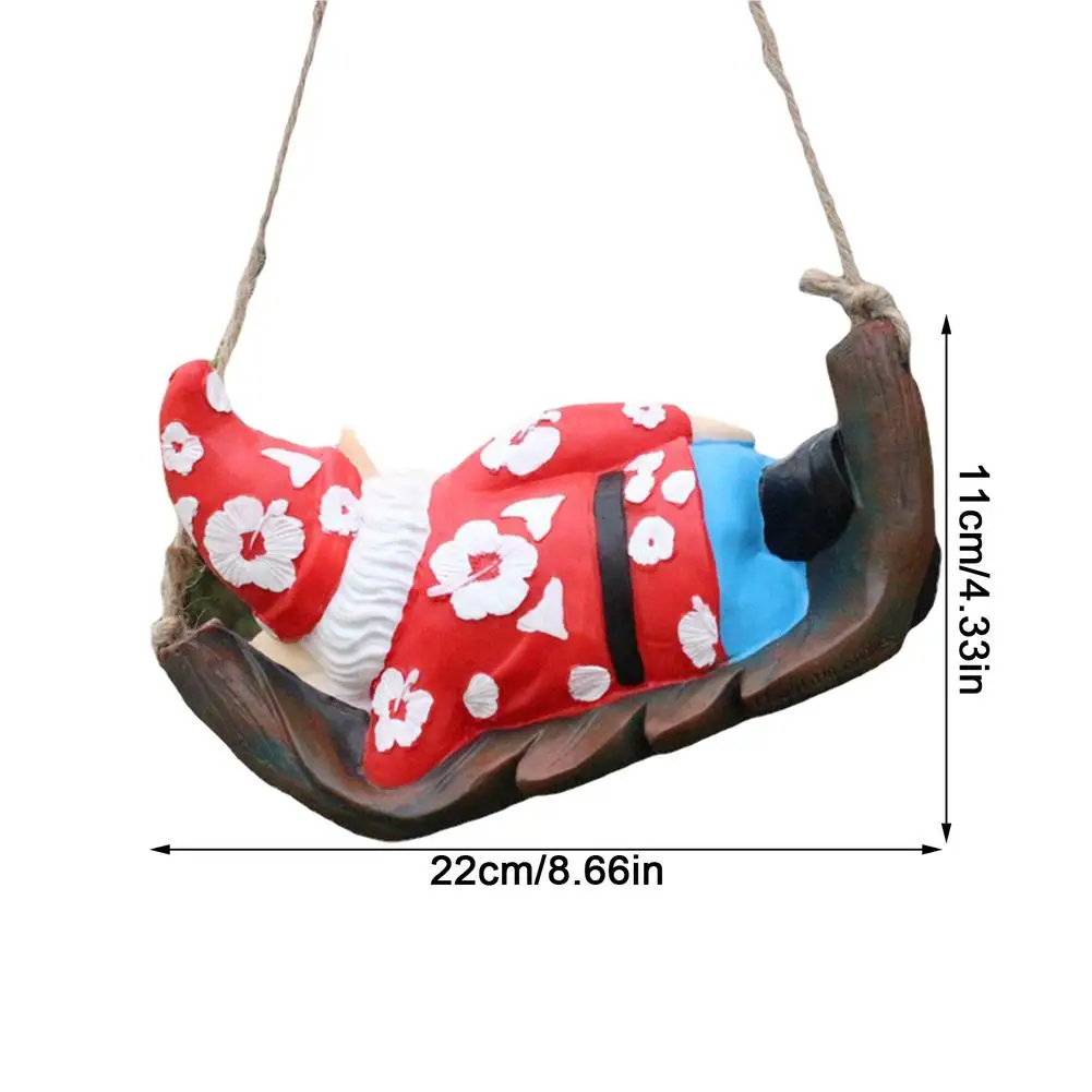 

Resin Gnome Statue Retro Handmade Decorative Garden Figurine Christmas Tree Hanging Decoration Hand Painting Pendant
