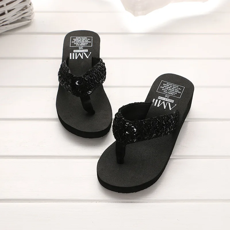 Женские пляжные шлепанцы с блестками из ЭВА Сандалии Повседневные женские на