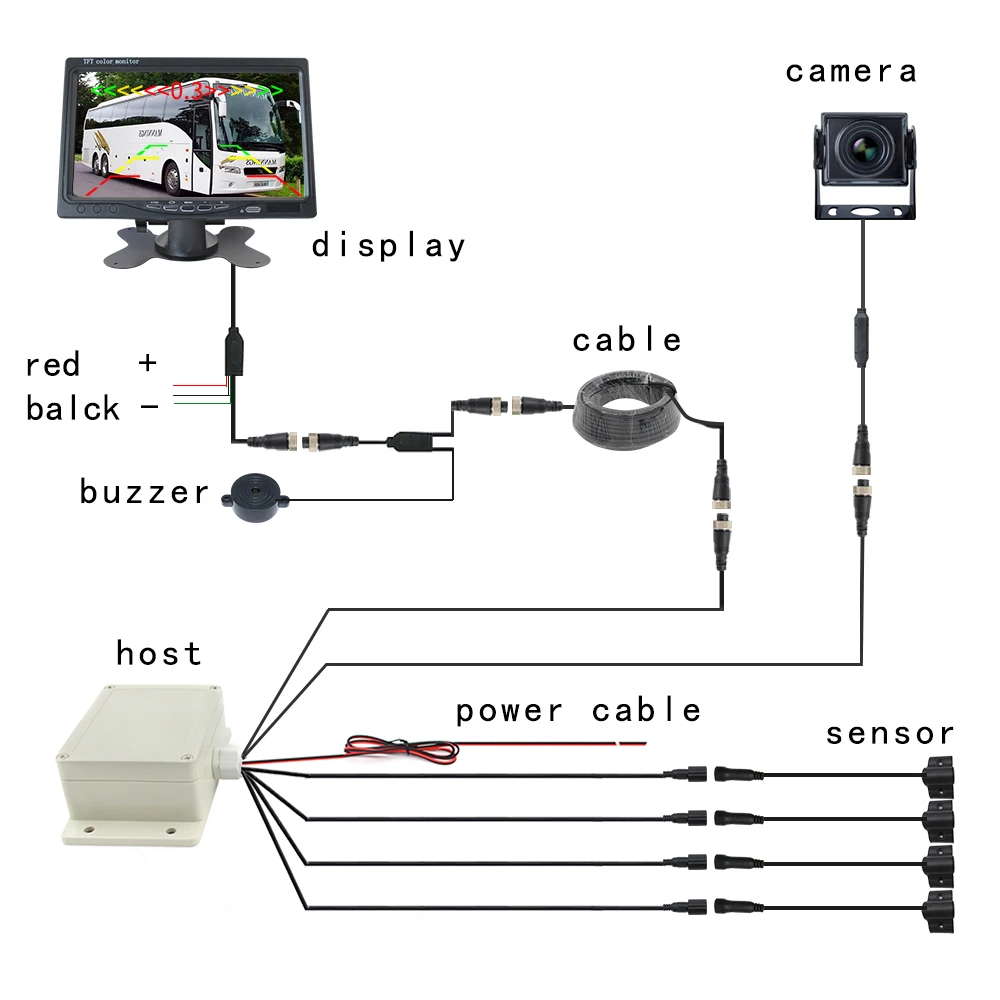 AHD 7&quot Visible Truck Electromagnetic Parking Sensor Kit Radar System Car Rear View Monitor Rearview Reversing Camera | Автомобили и