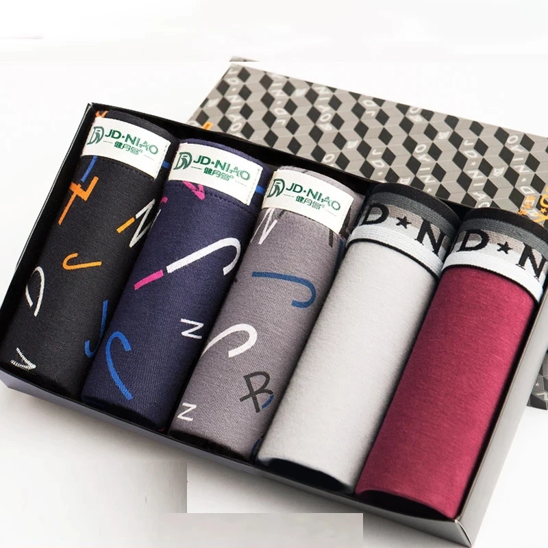 5Pcs/ Lot Men Underwear Cotton Boxer Men Underpants Comfortable Breathable Men's Panties Underwear Boxing Boxershorts Man Boxer