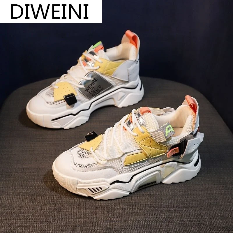 

Fashion Women's Shoes Vulcanized Shoes Women's Sneakers Comfortable Casual Shoes Spring Lace-up Mesh Breathable Platform Shoes