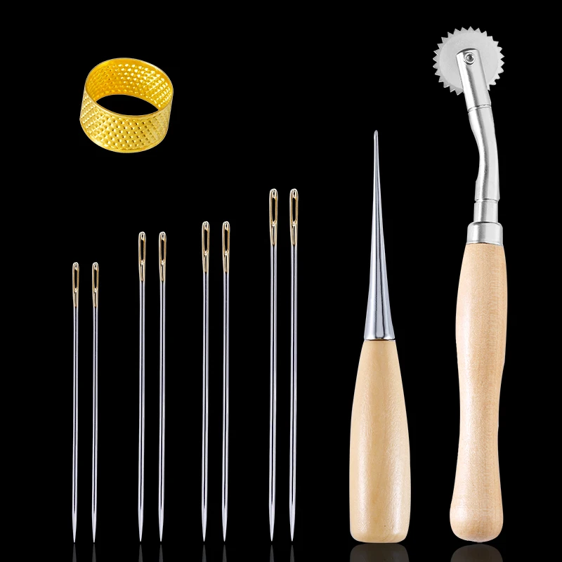 Кожаные Швейные иглы MIUSIE швейные наперсток для шитья + шило круглая ручка кожаные