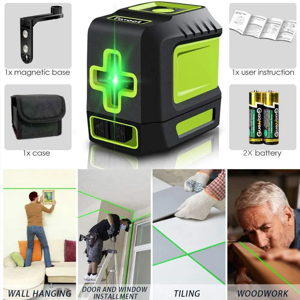 Зеленый лазерный нивелир инструмент 360 самонивелирующийся с перекрестными