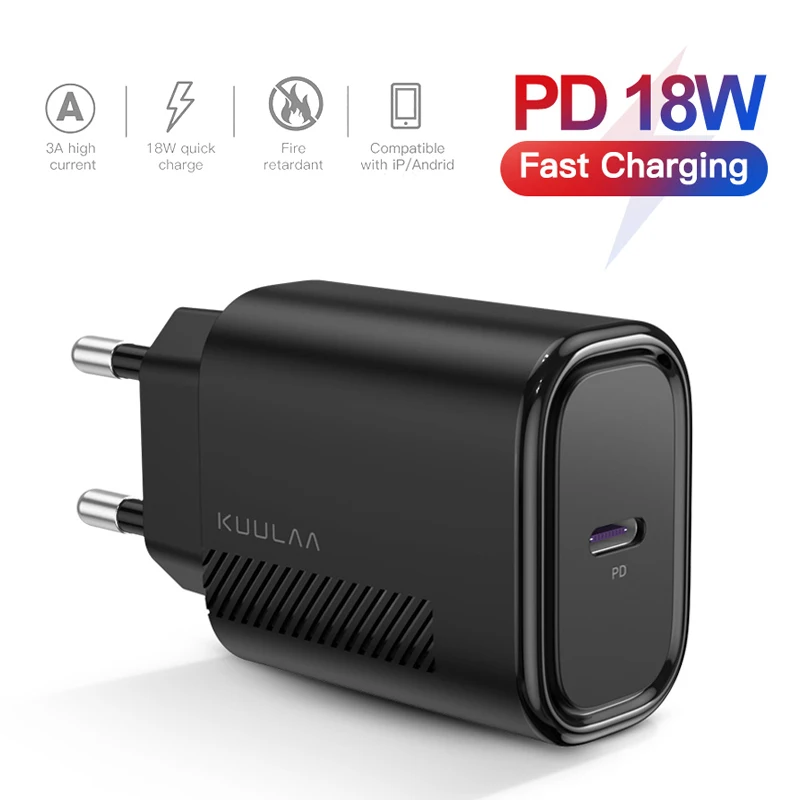 Зарядное устройство Kuulaa Usb 18 Вт Pd 3 0 Быстрая зарядка 4 штекер C для Iphone 11 Pro Max |
