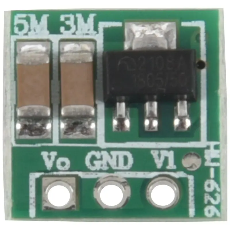 Конвертер напряжения DC-DC повышающий модуль Quality 0,9-5V до 5V, плата с поддержкой напряжений 1,5V, 1,8V, 2,5V, 3V, 3,3V, 3,7V и 4,2V, светодиодная индикация зеленого цвета.
