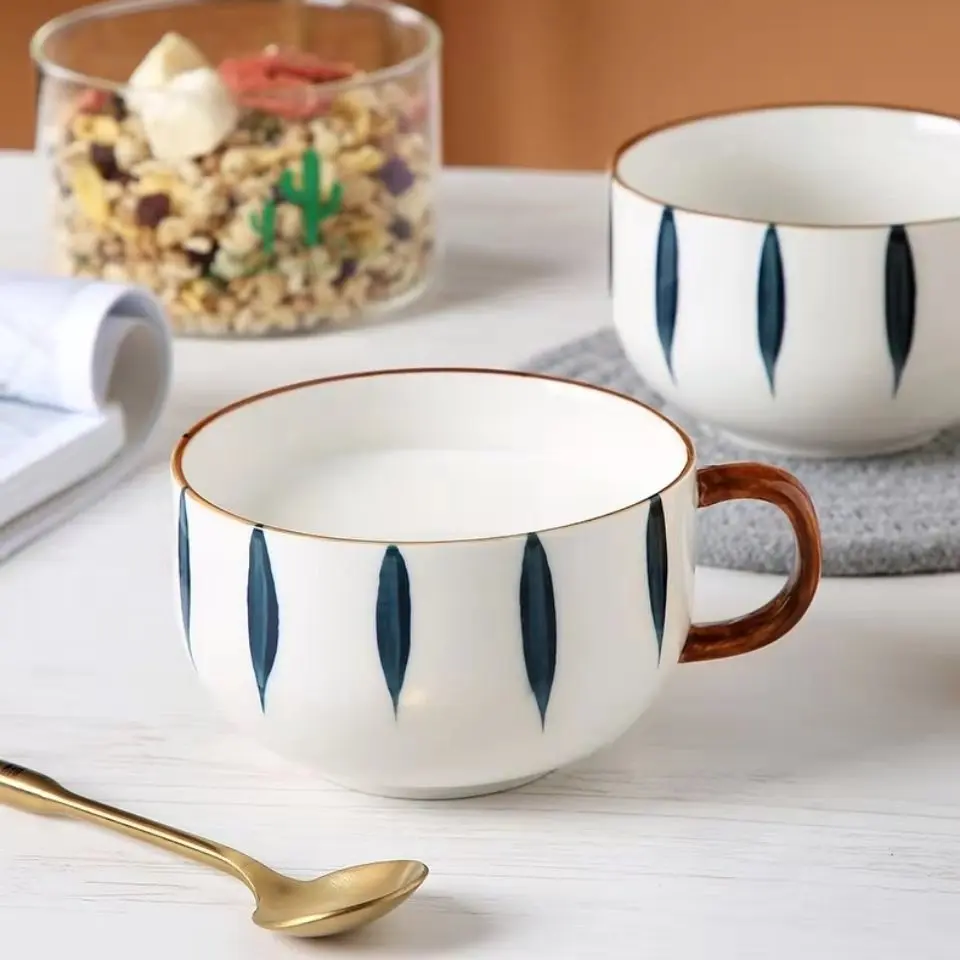 

Hand-painted Mugs Ceramic Breakfast Oatmeal Milk Cup Creative Household Afternoon Tea Coffee Drinking Cup