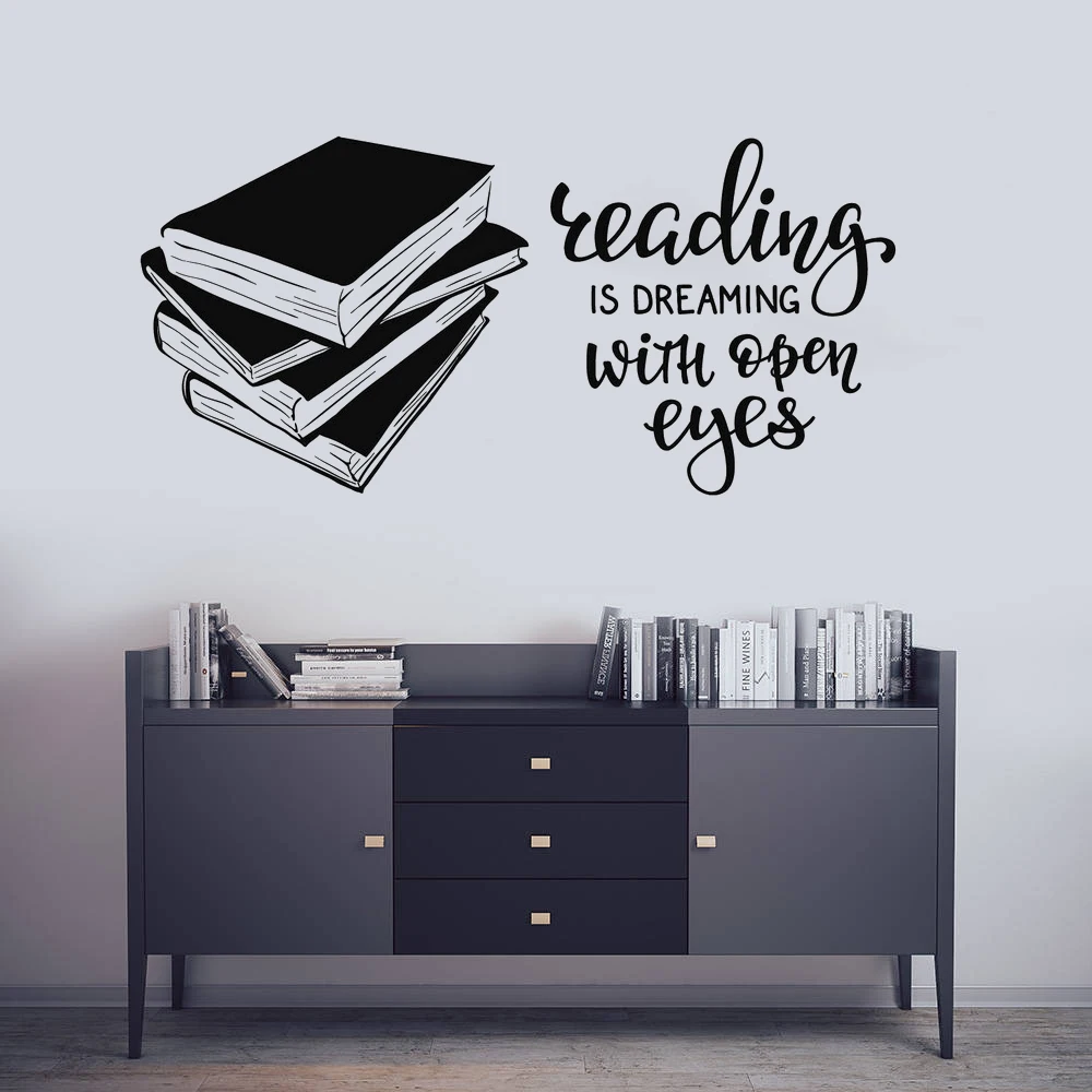 Книжные виниловые наклейки на стену библиотека Читальная комната настенные