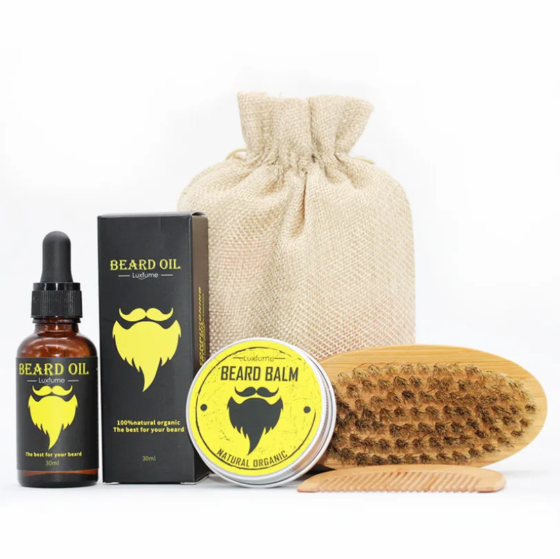 

Men's Beard Care 5-Pieces Set Beard Oil Moisturizing Wax Blam Comb Essence Hair Men's Beard 5-Pieces Set