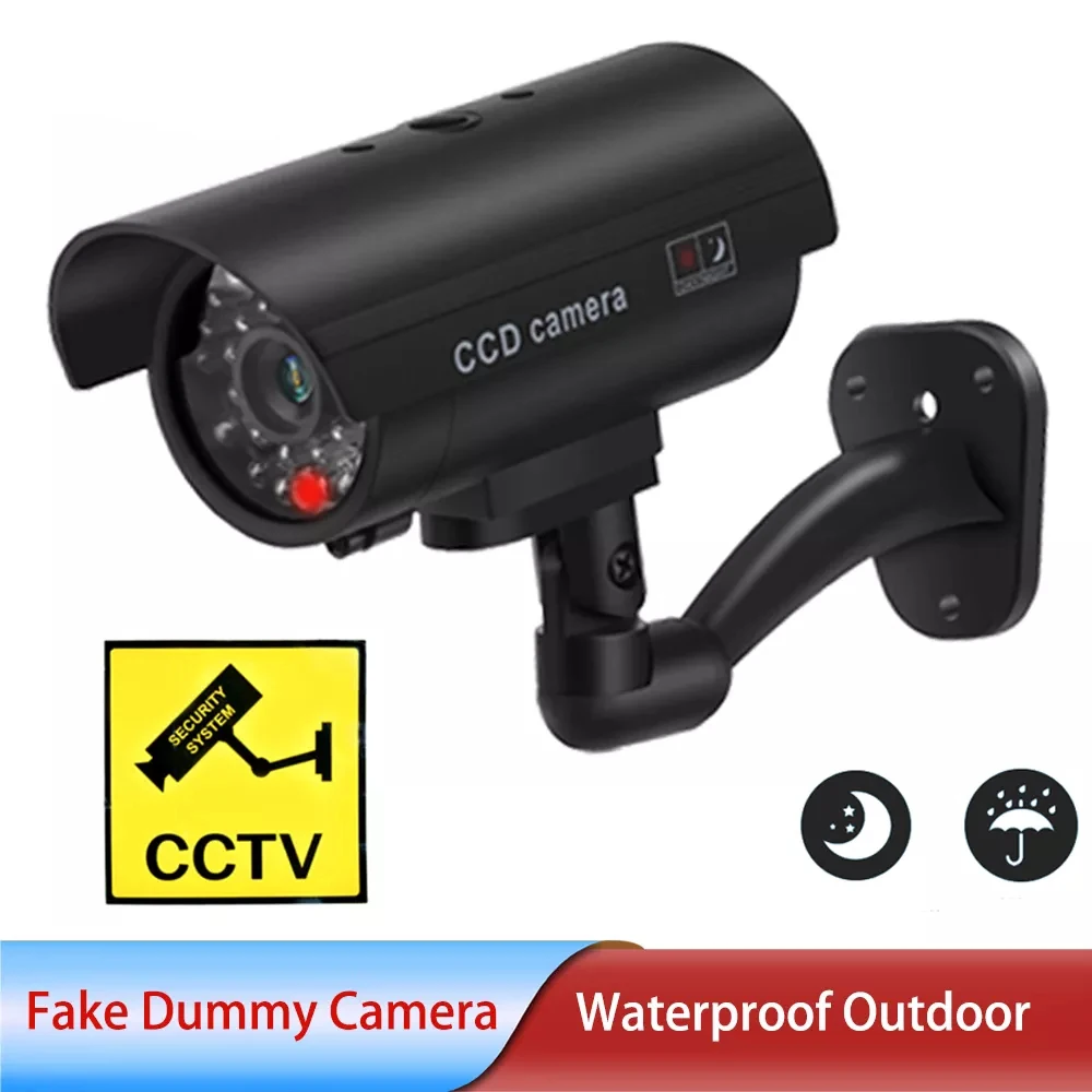 

Simulation Camera Fake Camera Surveillance CCTV Camera Thief Protect Indoor Outdoor IP66 Waterproof With Red LED Flash Light
