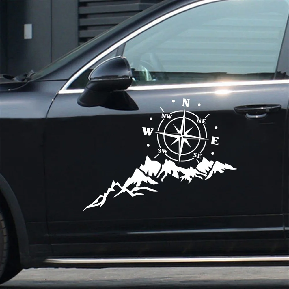 

2pcs 56x30cm Mountain Compass Car Sticker 3D Waterproof Fading Vinyl Decal Universal Vans Trucks SUV Car Hood Auto Body Stickers