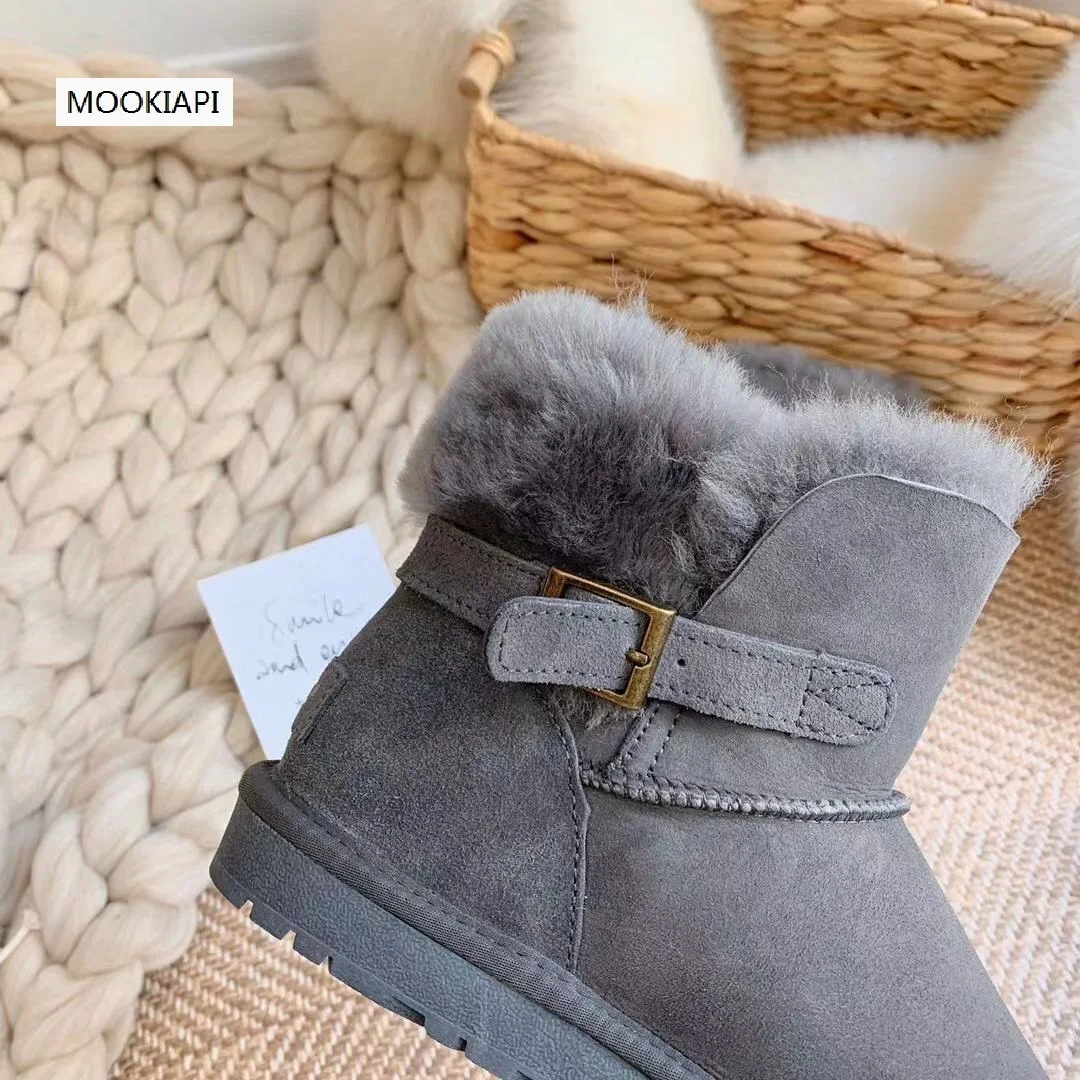 Австралийские брендовые зимние сапоги высокого качества Натуральная Овчина натуральная шерсть самая модная и теплая женская обувь