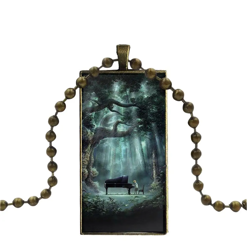 Ожерелье модное длинное с цепочкой и прямоугольным украшением для женщин, ручная работа девушек, программное обеспечение для музыки, пианино, штекер на.