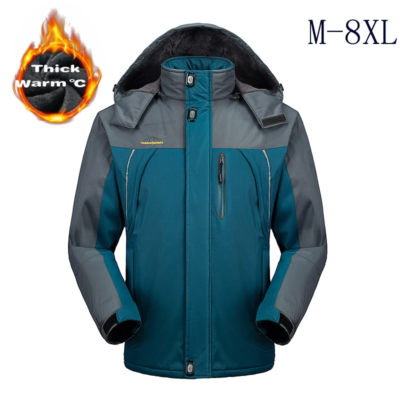 30 C FIT плюс толстый бархат вниз& парка пальто 6XL 7XL 8XL 9XL зимняя куртка мужская водонепроницаемая ветрозащитная chaquetas hombre