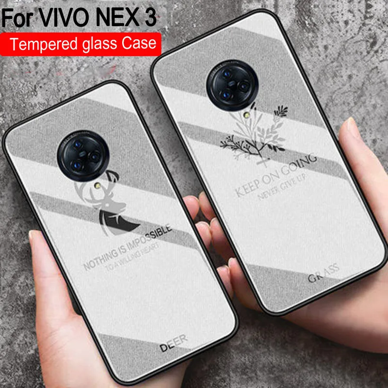 Deer Grass Tempered Glass Case For VIVO NEX 3 Soft silicone Hard Back Cover Shell Cases vivonex3 | Мобильные телефоны и