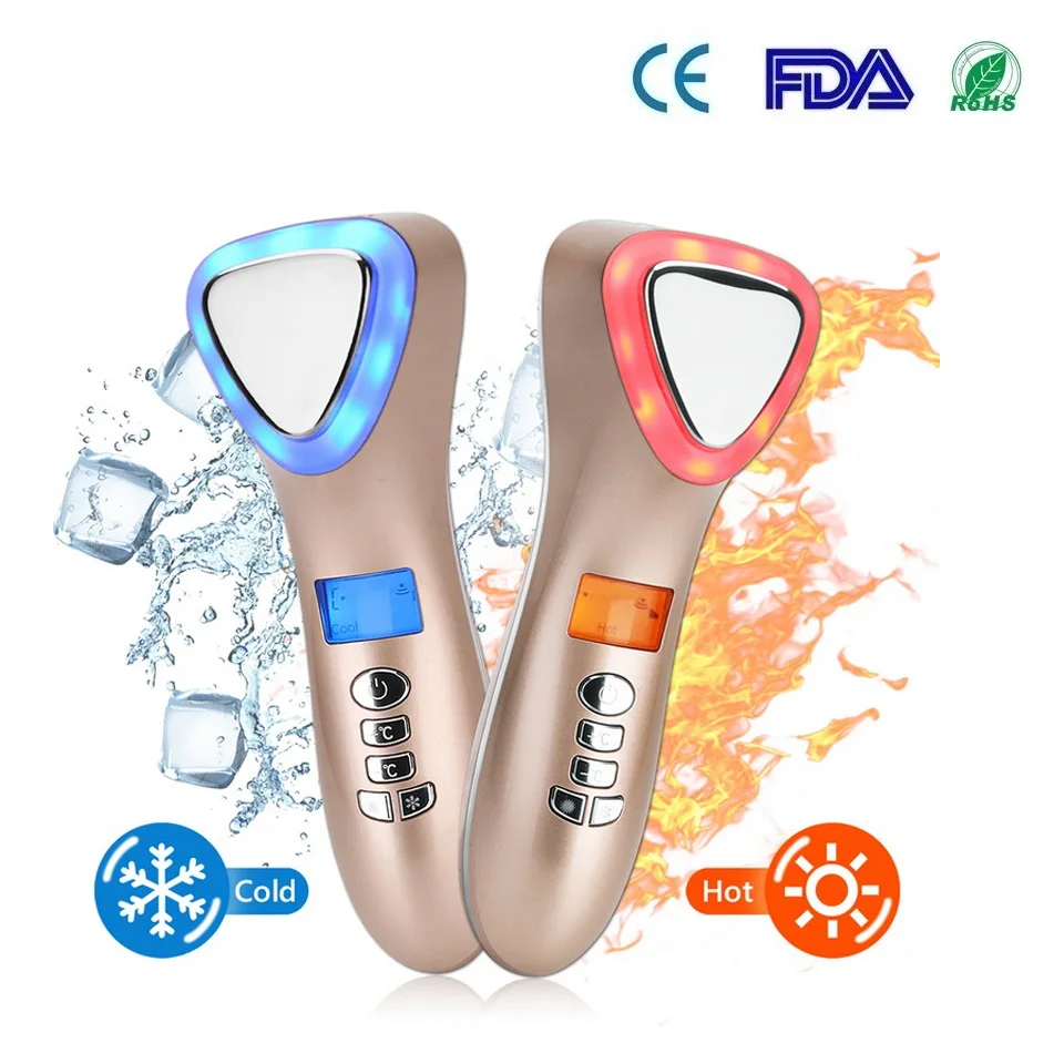 Intelligent Hot and Cold Beauty Instrument Face Lead-in Apparatus Acousto-vibration Photon Massager LED Facial Care Tools Spa