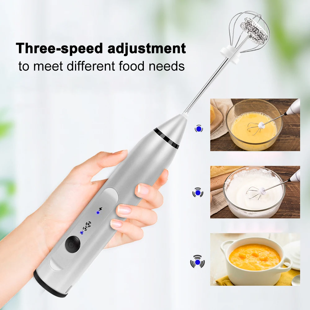 Кухонный ручной вспениватель молока перезаряжаемый Электрический с двойной