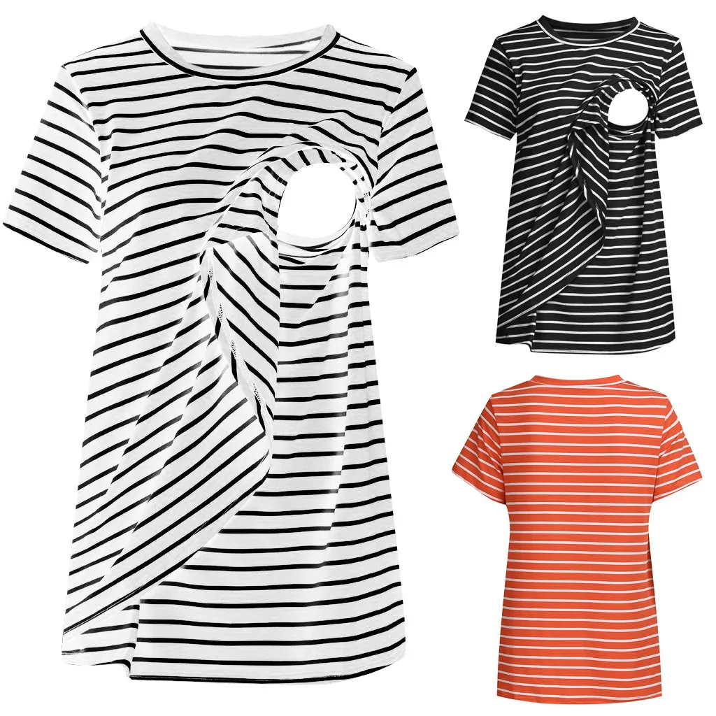 Новейшая Одежда для беременных женщин рубашка с круглым вырезом и коротким