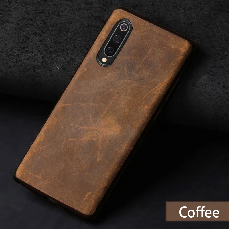 Coffee Чехол для Xiaomi mi 8 9 9se 9T A1 A2 A3 Lite из воловьей кожи для Max 3 mi x 2s 3 Red mi 6 7 7a Red mi Note 5 6 7 Pro Crazy Horse - Цвет: Coffee