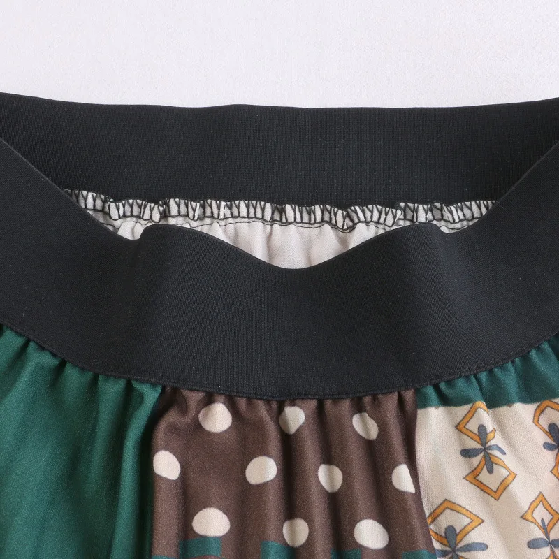 

Maxi Long Woman Skirts Boho Summer Color Block Festival Beach Casual Pleated Skirt High Waist A-Line Swing Vintage Party Skirt