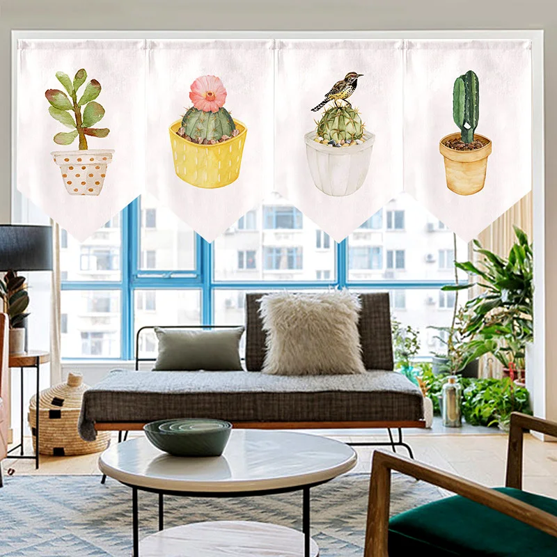 

Короткие Занавески для кухни, декоративные занавески для ресторана в японском стиле, полузанавески, треугольные занавески, перегородки