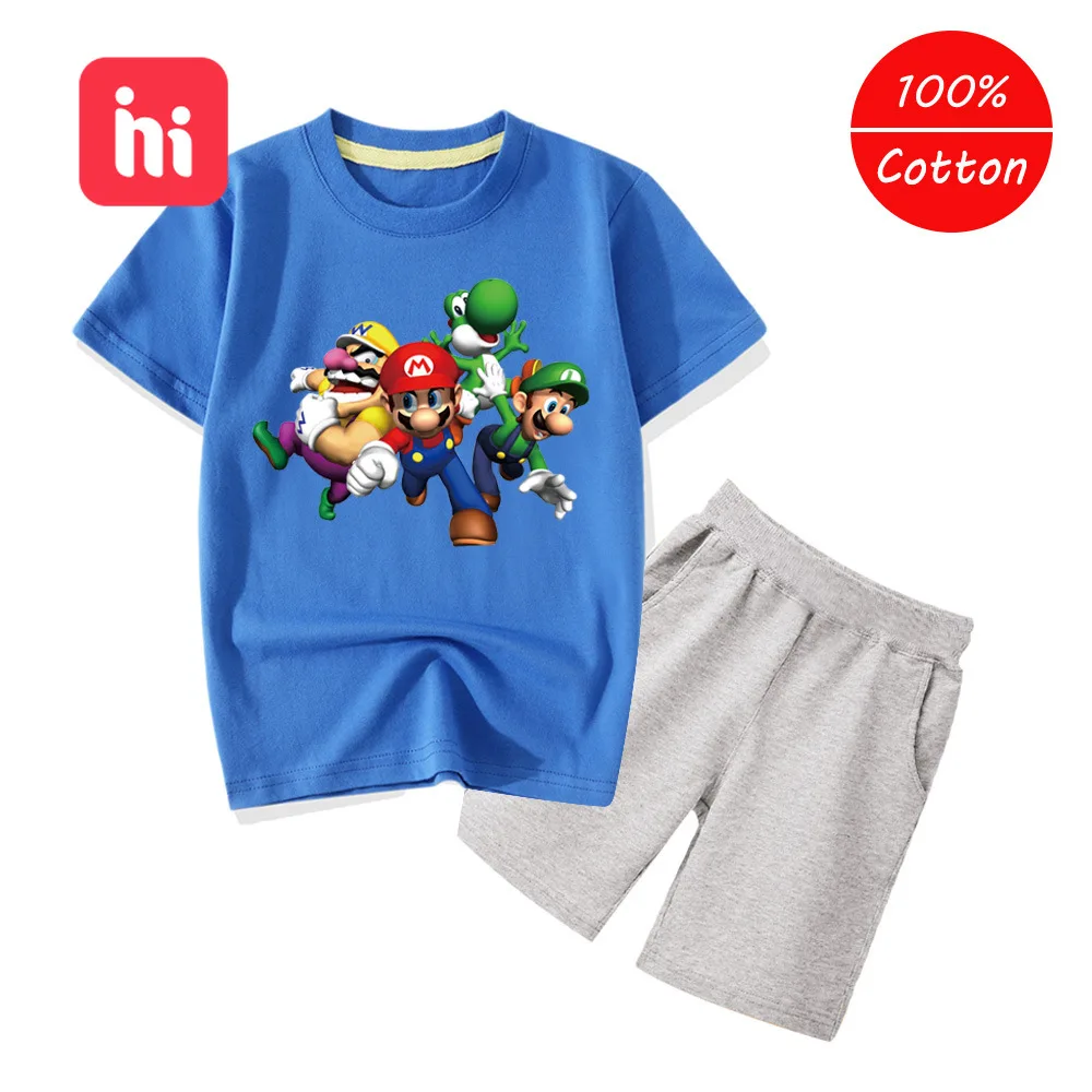 HIPAC Kid T-shirt 3D Boys Tops Girls Clothing Print Mario Pajamas Streetwear Toddler Children T Shirt Short Sleeve Baby Shirts | Мать и
