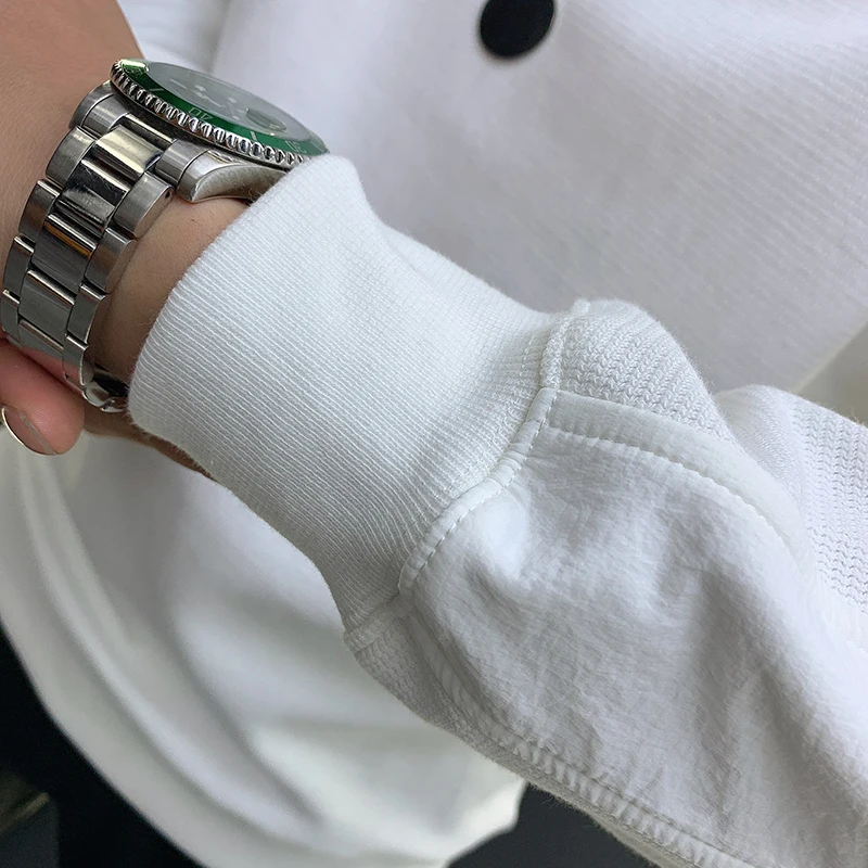 

Autumn style round neck solid color sweater men's embroidered letter fashion brand simple casual loose bottomed Top Men's wear