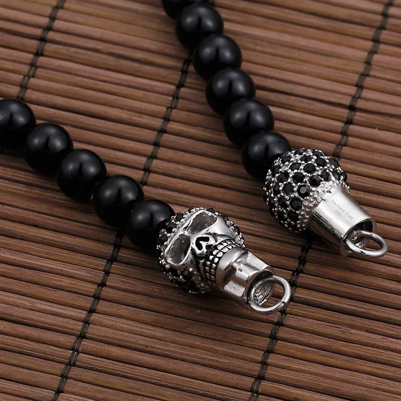 Африканские черные стеклянные бусины цепочка с черепом и крестом ожерелье 50 см в