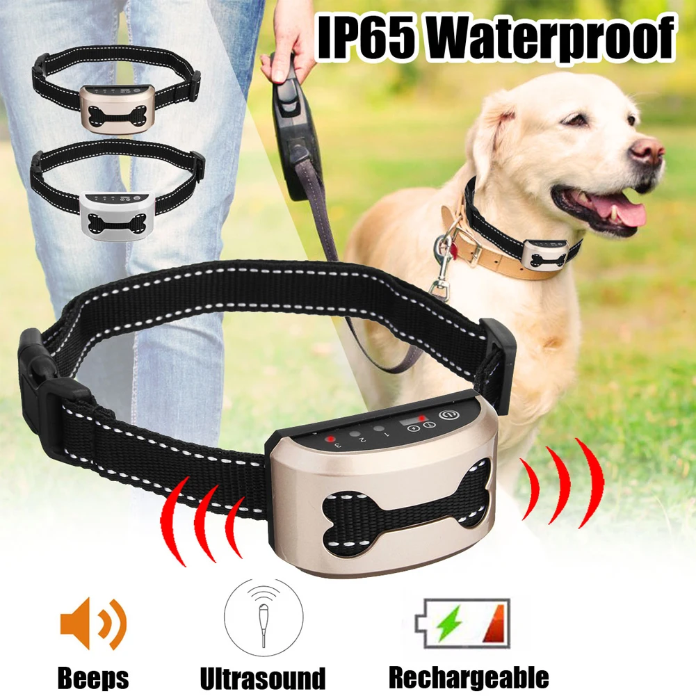

Hot Sale Pet Dog Rechargeable Anti Bark Collar Control Train Waterproof Stop Barking Dog Waterproof Ultrasonic Training Collars