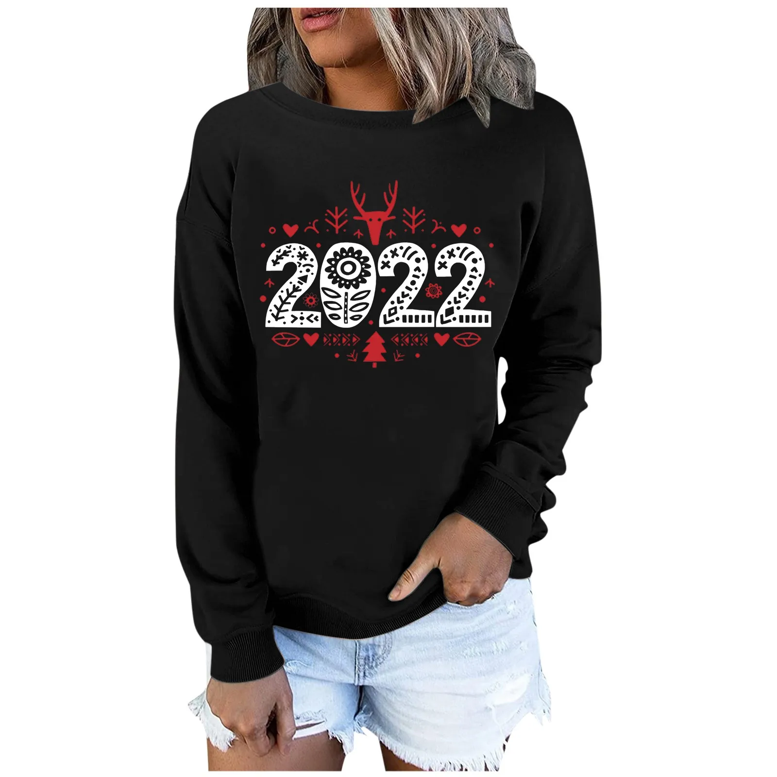 

Women's Hoodie O-neck 2022 Print Long-sleeved Sweatshirt Casual Blouse Pullover Jackets Coats Streetwear Sudadera Mujer Худи
