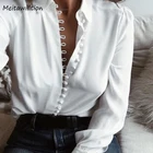 Женская Асимметричная рубашка, Повседневная однотонная белая офисная блузка, с V-образным вырезом и пуговицами, 5XL, для весны, 2020