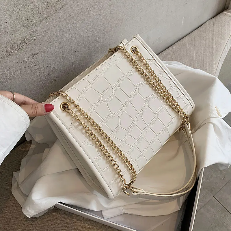 

Stone Pattern Small PU Leather Shoulder Bags For Women 2021 Lady Crossbody Bag Female Fashion Handbags Chain Design Hand Bag