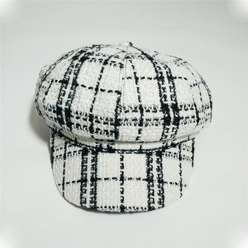 Модный берет в черно-белую клетку H7482 женский корейский Повседневный