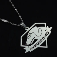 stainless steel diamnd dogs pendant necklace titanium steel military card free round bead chain