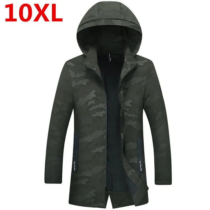 Размера плюс 10XL 9XL сезон осень новая камуфляжная длинная куртка пальто брендовая