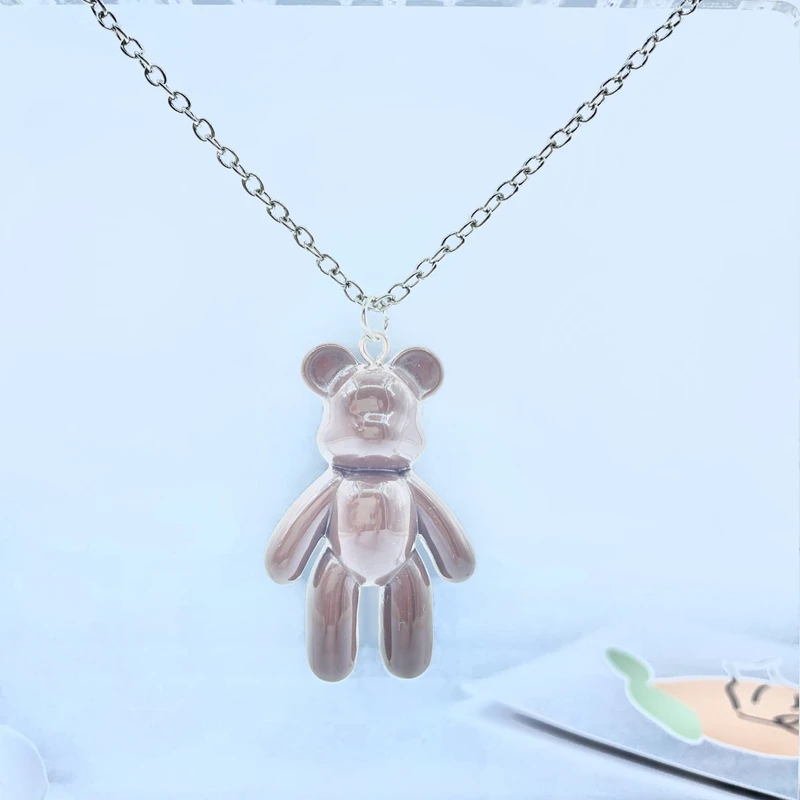 Новая мода 7 цветов милый медведь кулон ожерелье детский подарок на день рождения