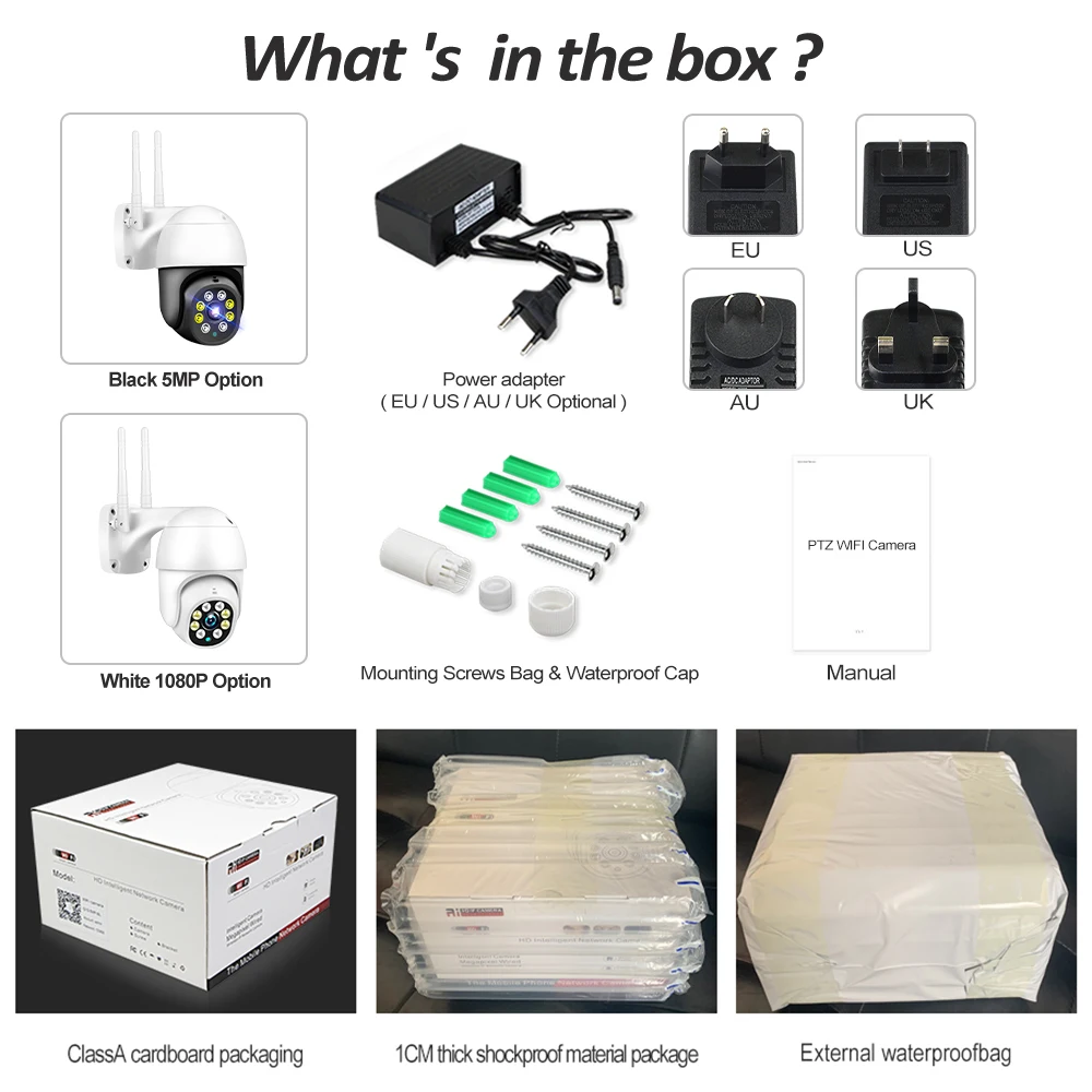 

5MP PTZ Wifi IP Camera 1080P Outdoor 4X Digital Zoom Security CCTV Camera AI Human Detect Auto Tracking P2P Wireless Camera