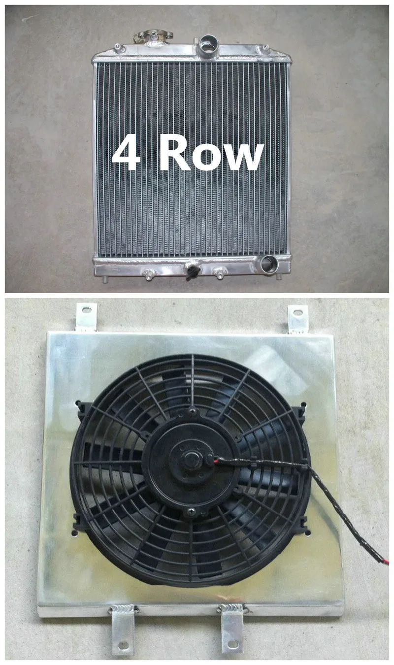 Горячее предложение 52 мм 4 рядный алюминиевый радиатор + кожух вентилятор для HONDA
