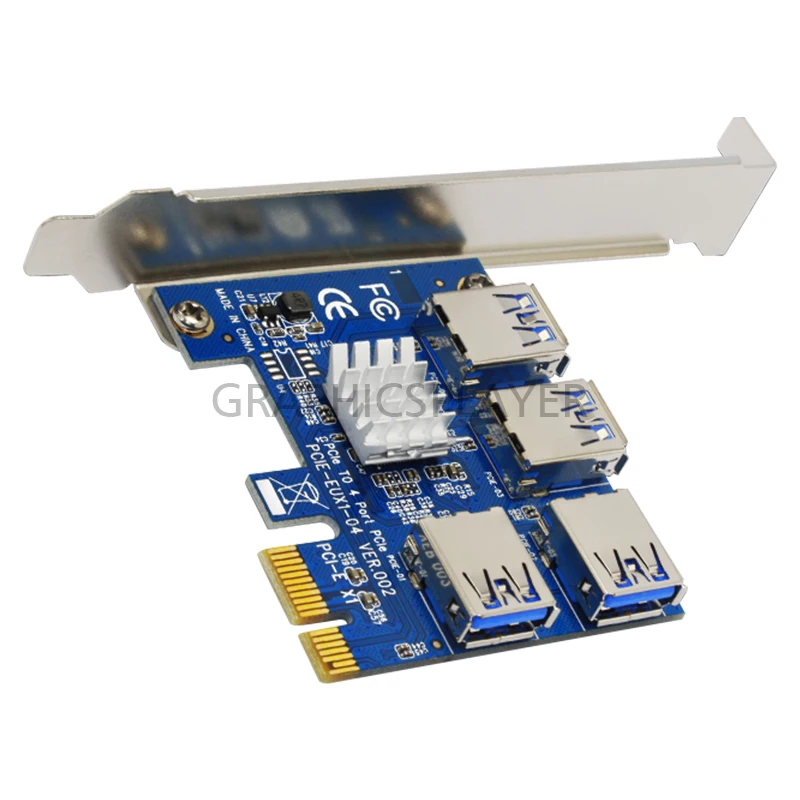 Новая карта PCIe 1 до 4PCI express 16X Слоты Райзер PCI-E 1X к внешнему 4 слота PCI-e адаптер порт